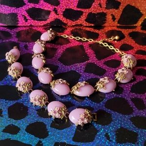 50s Necklace & Bracelet Set Lavender
